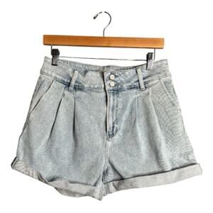 PAIGE High Waist Cuffed Denim Shorts Light Wash Size 29